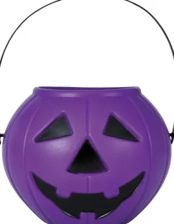 Koszyk na słodycze wiaderko DYNIA okrągłe fioletowe Halloween