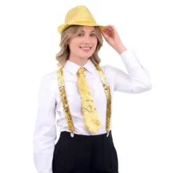 Krawat cekinowy złoty 36 cm na Sylwestra i karnawał