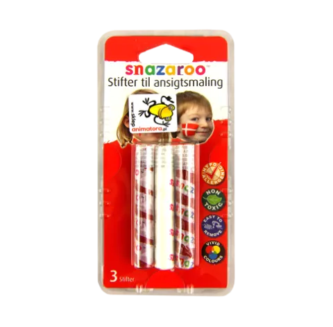 Kredki do twarzy i ciała zestaw KIBIC biało-czerwony Snazaroo 3 szt.