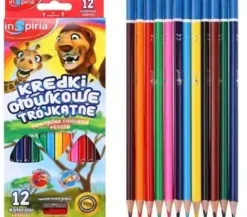Kredki ołówkowe trójkątne z gumką 12 kolorów inSpiria
