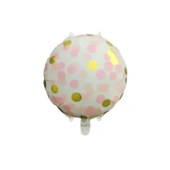 Kropki grochy okrągły balon foliowy różowy 18 cali