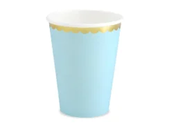 Kubeczki jednokolorowe papierowe złoto-niebieskie 220 ml 6 szt.