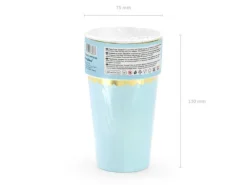 Kubeczki jednokolorowe papierowe złoto-niebieskie 220 ml 6 szt.