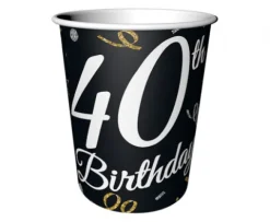Kubeczki papierowe 40 URODZINY 200 ml 6 szt.