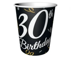 Kubeczki papierowe 30 URODZINY 200 ml 6 szt.