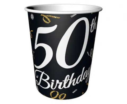 Kubeczki papierowe 50 URODZINY 200 ml 6 szt.