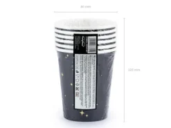 Kubeczki papierowe czarne ze złotym zdobieniem 260 ml 6 szt. Sylwester Karnawał