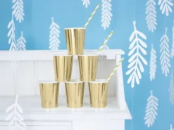 Kubeczki papierowe jednokolorowe Złote 220ml 6 szt
