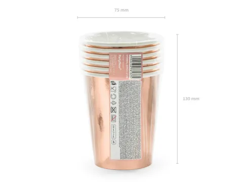 Kubeczki papierowe She Said Yes! złoty róż 220 ml 6 szt.