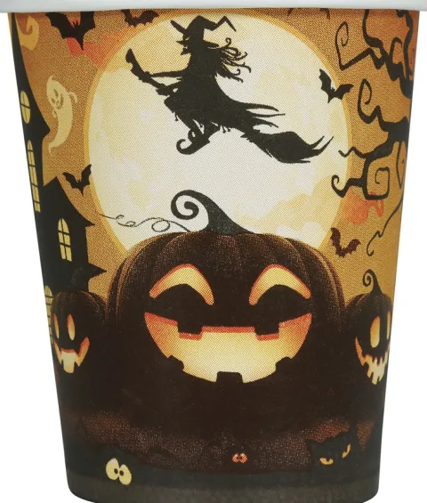 Kubeczki papierowe Dynia pomarańczowe HALLOWEEN 240 ml 6 szt.