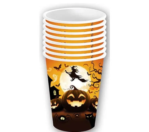 Kubeczki papierowe Dynia pomarańczowe HALLOWEEN 240 ml 6 szt.