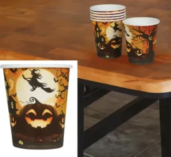 Kubeczki papierowe Dynia pomarańczowe HALLOWEEN 240 ml 6 szt.