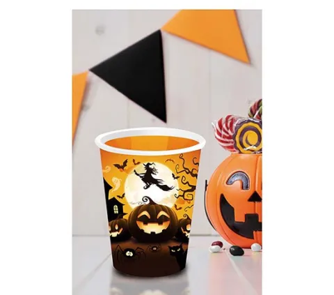 Kubeczki papierowe Dynia pomarańczowe HALLOWEEN 240 ml 6 szt.