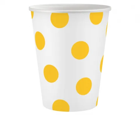 Kubeczki papierowe GROSZKI żółte 250 ml 6 szt.