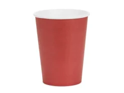 Kubeczki papierowe jednokolorowe ciemny czerwony 250ml 6 szt. PartyDeco