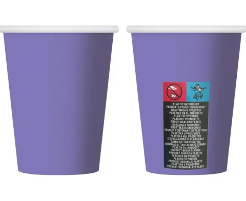 Kubeczki papierowe jednokolorowe fioletowe 270ml 6 szt.