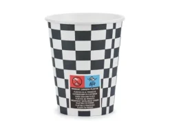 Kubeczki papierowe Szachownica Wyścigi 220 ml, 6 szt.