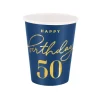 Kubeczki papierowe 50 URODZINY granatowe 220 ml 6 szt.