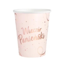 Kubeczki papierowe Wieczór Panieński rose gold 220 ml 6 szt.