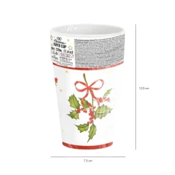 Kubeczki papierowe świąteczny wzór Gałązka 220ml 10szt.