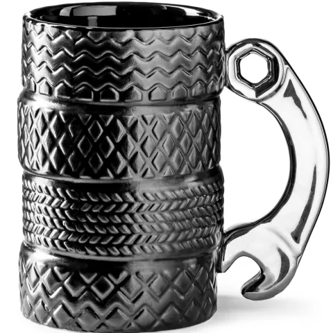 Kubek OPONY ceramiczny ze SREBRNYM kluczem
