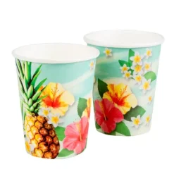 Kubki kubeczki papierowe wzór kwiaty hawajskie, Hawaje 10 szt. 250 ml