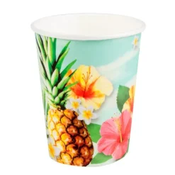 Kubki kubeczki papierowe wzór kwiaty hawajskie, Hawaje 10 szt. 250 ml