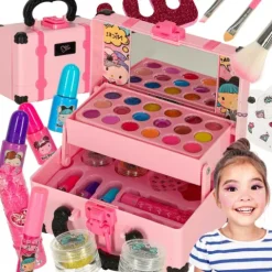 Kuferek zestaw kosmetyków do makijażu i paznokci makeup kosmetyki cienie lakiery walizka