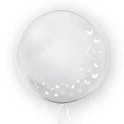 Kula transparentna balon foliowy Bubble 45 cm - MOTYLE BIAŁE