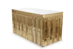 Kurtyna na brzeg stołu Skirting foliowy frędzle ZŁOTY 80x300 cm
