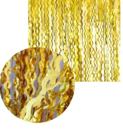 Kurtyna Party wisząca ZŁOTA spiralna holograficzna 100x200cm