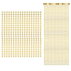 Kurtyna wisząca GWIAZDKI złota metaliczna 100x245 cm