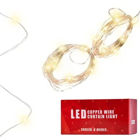 Lampki LED kurtyna druciki 3x3 m ciepły biały 300 LED