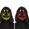 Maska przeszywana świecąca twarz Halloween Neon LED