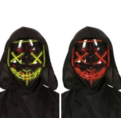 Maska przeszywana świecąca twarz Halloween Neon LED