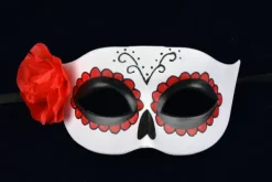Maska wenecka meksykańska Dia de los Muertos z różą