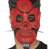 Maska diabeł czerwona świecąca LED Halloween