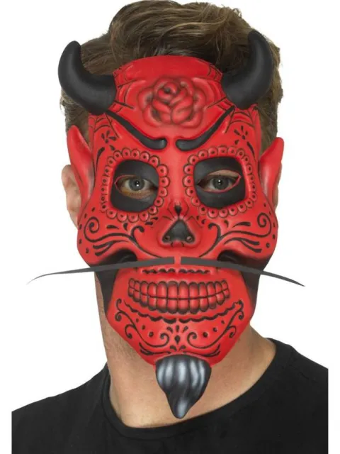 Maska diabeł czerwona świecąca LED Halloween