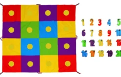 Mata Animacyjna Edukacyjna kolorowa szachownica 2 x 2m + 20 elementów