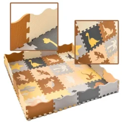 Mata edukacyjna piankowa puzzle kojec brązowa 143 x 143 cm 36 elementów