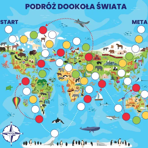 Mata Gra planszowa PODRÓŻ DOOKOŁA ŚWIATA 100x100 cm