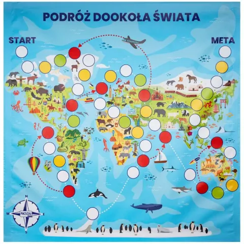 Mata Gra planszowa PODRÓŻ DOOKOŁA ŚWIATA 100x100 cm