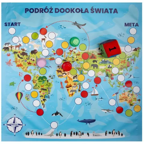 Mata Gra planszowa PODRÓŻ DOOKOŁA ŚWIATA 100x100 cm