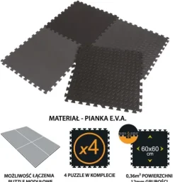 Mata PUZZLE PIANKOWE 60x60 EVA 4 szt. 12mm