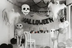 Materiał dekoracyjny gładki, czarny, pajęczyna Halloween 0.72x9.8m