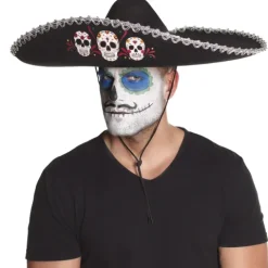 Meksykański kapelusz dla dorosłych Sombrero Calavera czarne 1 szt.