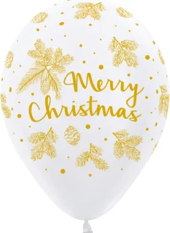 Merry Christmas ZŁOTY balon gumowy świąteczny Sempertex 1 szt.