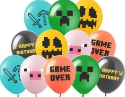 MINECRAFT balony gumowe z nadrukiem 12 szt. mix