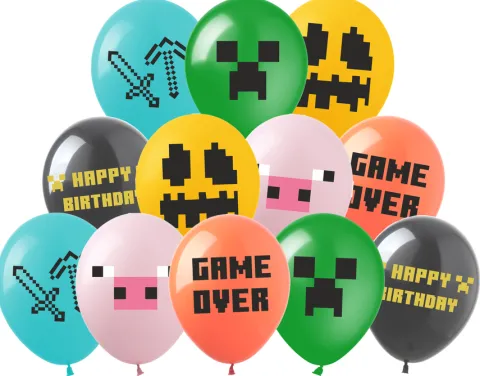 MINECRAFT balony gumowe z nadrukiem 12 szt. mix