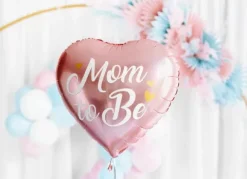 Mom to Be balon foliowy serce 35 cm Baby Shower